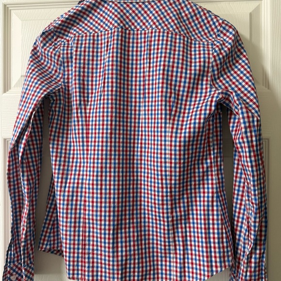 Lacoste Blue, Red & White Gingham Shirt with Chest Logo - Picture 6 of 9